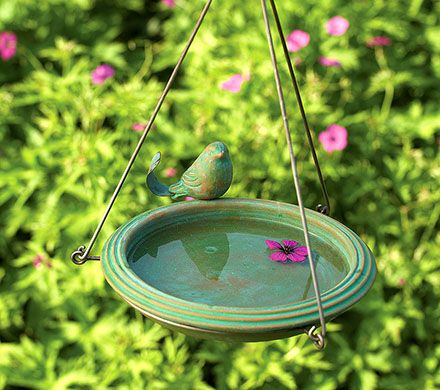 Ceramic Birdbath with Bird
